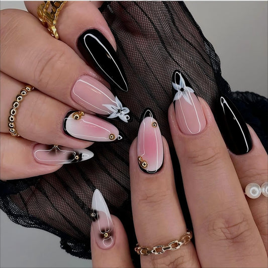 LPOODDNU front packaging showing 24-piece nail kit and design benefits
