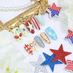 LRKNNO assortment of red white blue nail designs for festive variety