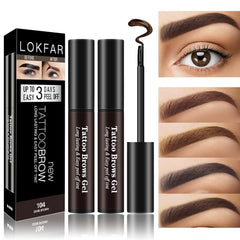LSxia front packaging showing two dark brown eyebrow gel tubes and benefits