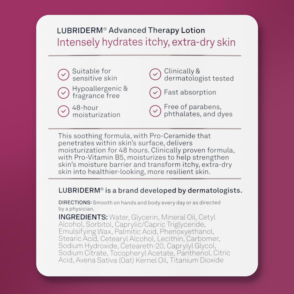 Open cap of Lubriderm bottle with visible product pour demonstrating consistency