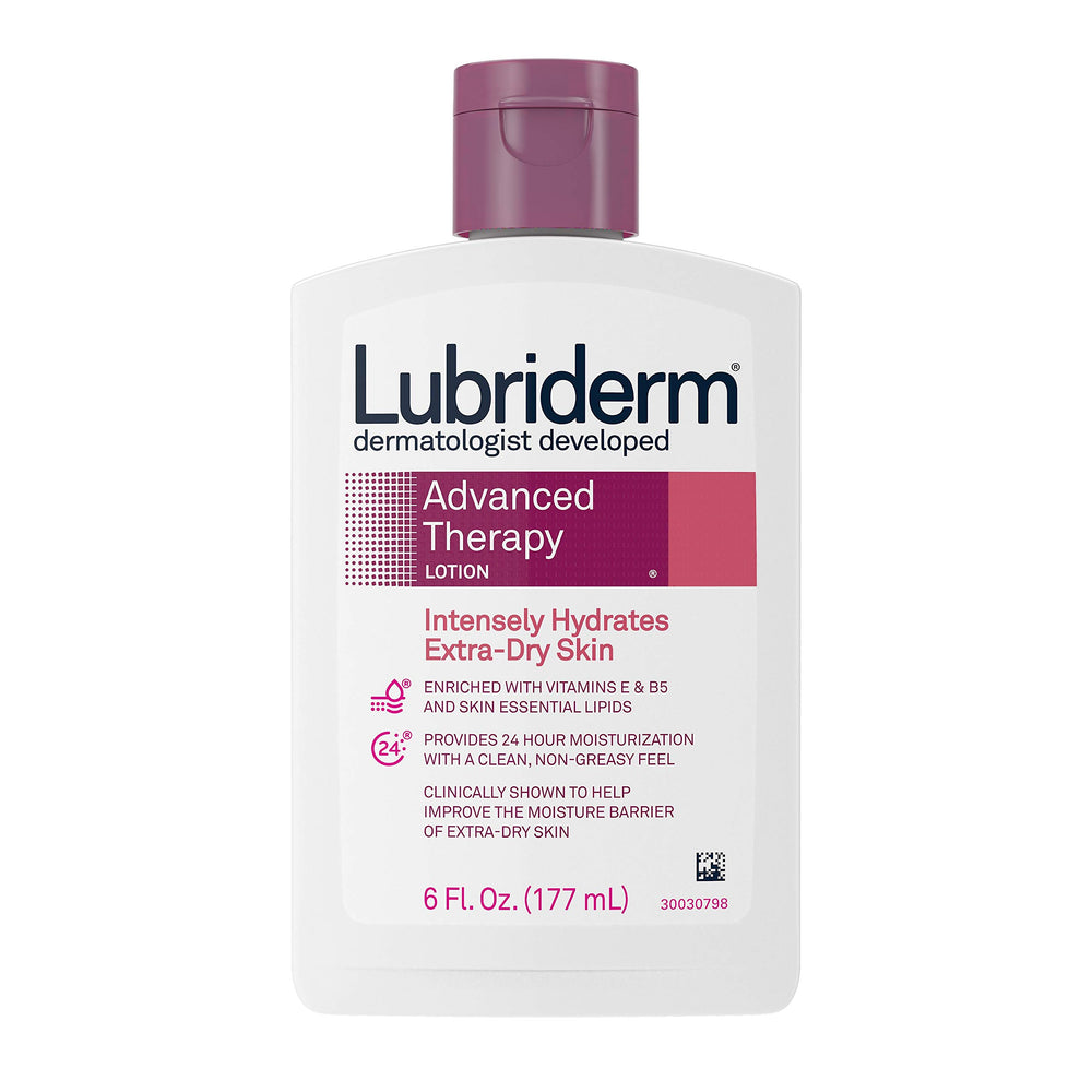 Lubriderm bottle front view showing brand and hydrating benefit