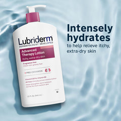Lubriderm lotion texture swatch highlighting fast-absorbing, non-greasy feel