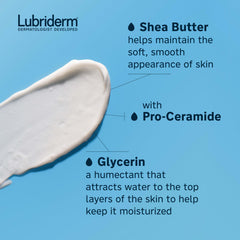 Lubriderm used on face to show gentle hydration and non-comedogenic benefit