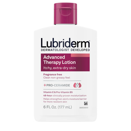 Lubriderm front packaging 6 oz showing bottle and label for easy identification