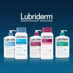 Lubriderm with shea butter and ceramide visual highlighting hydration