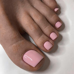LuckForever model applying adhesive tab to toenail, quick at-home pedicure benefit