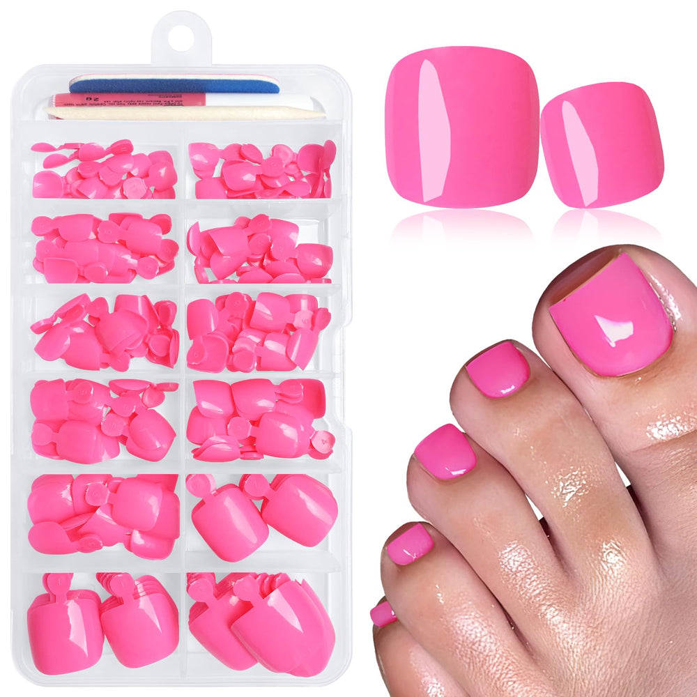 LuckForever front packaging showing hot pink toe nails and full kit for easy pedicures