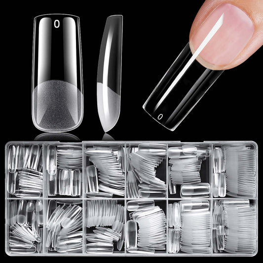 LuckForever front packaging showing 420-piece clear long square tips and professional quantity benefit