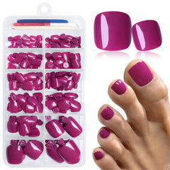 LuckForever front packaging showing magenta press-on toenails and storage case for easy grab-and-go