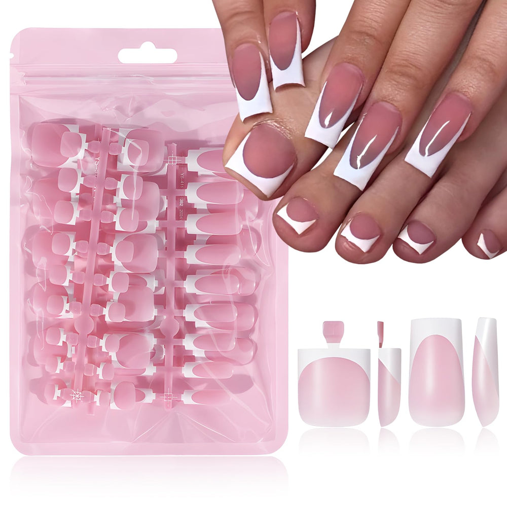 LuckForever front packaging showing 60pc white French tip kit for easy salon results