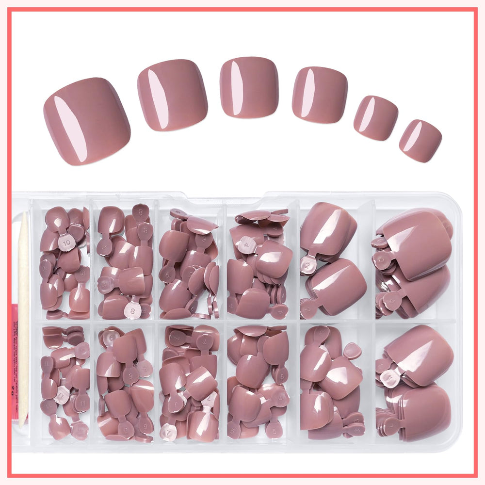 LuckForever press-on toenails worn on feet showing natural fit and polished look