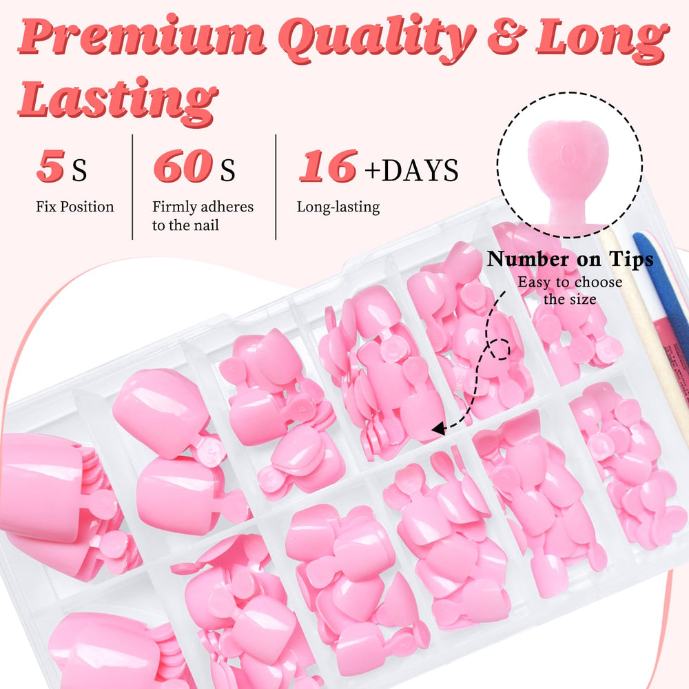 LuckForever included nail file, stick and adhesive tabs set up for fast application