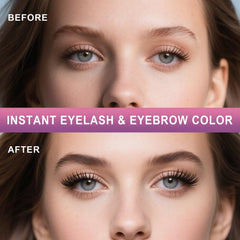 LUCKY CAT before and after lashes and brows showing enhanced definition benefit