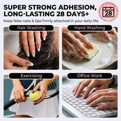 Luckyfairy being used to attach a press-on nail for quick secure bond