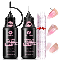 Luckyfairy front packaging showing two 20ml bottles and included tools, easy storage benefit