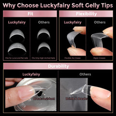 Luckyfairy in-use gel polish application showing flawless color result