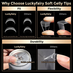 Luckyfairy in-use press-on application demonstrating quick DIY finish