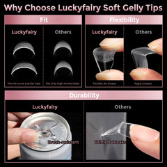 Luckyfairy press-on application in hand showing quick at-home manicure convenience