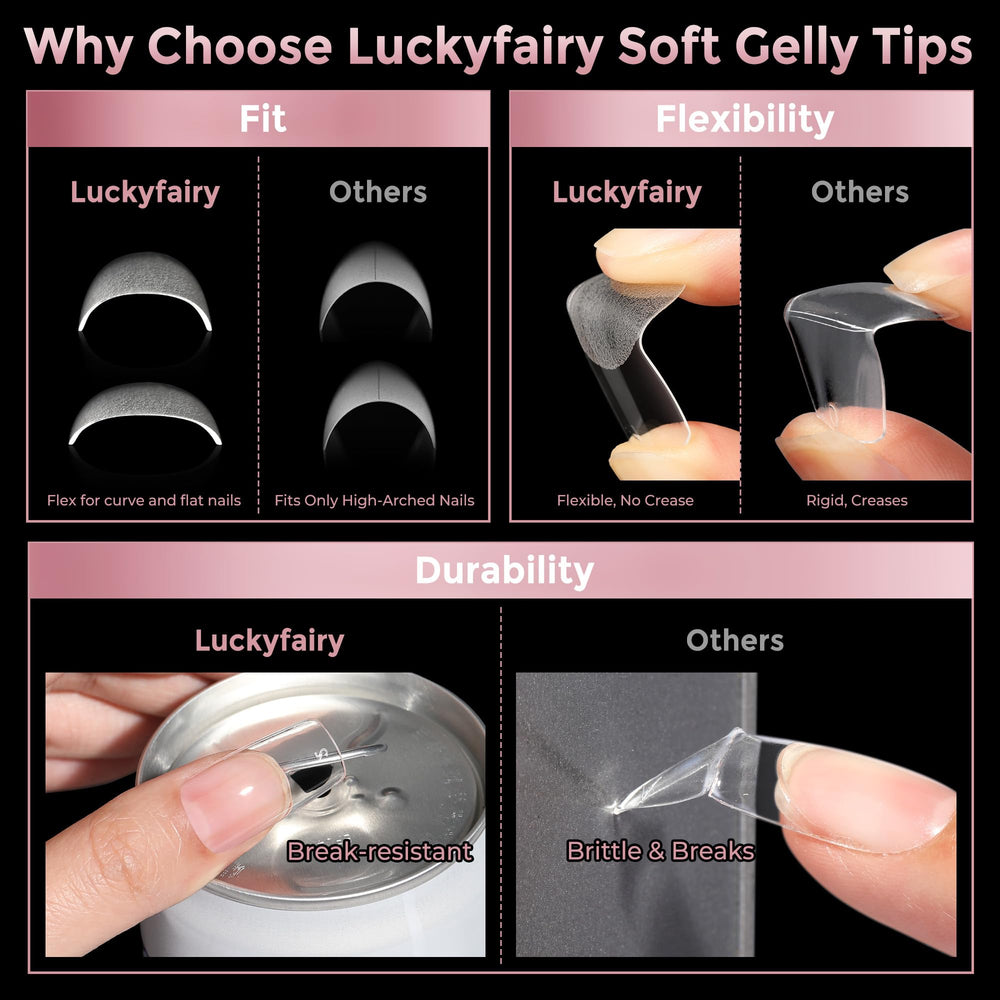 luckyfairy finished manicure painted on tips showing salon-quality look and polish compatibility