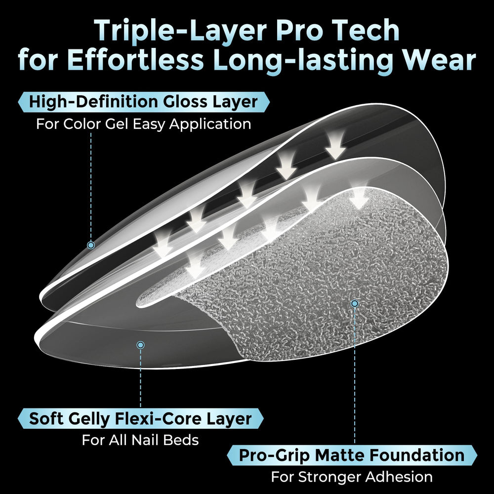 Luckyfairy press-on application with glue demonstrating quick adhesion benefit