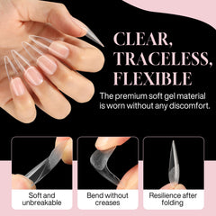 Luckyfairy styled hands wearing matte stiletto tips showcasing finished look