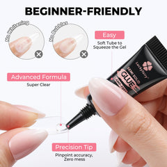 Luckyfairy rhinestone attachment detail displaying precise glue for nail art