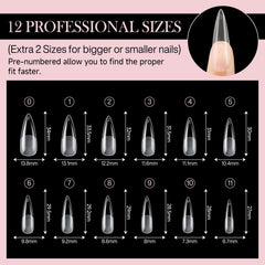 Luckyfairy nail tips beside ruler showing length for accurate sizing