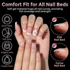 Luckyfairy detailed edge texture highlighting durable soft-gel tip strength
