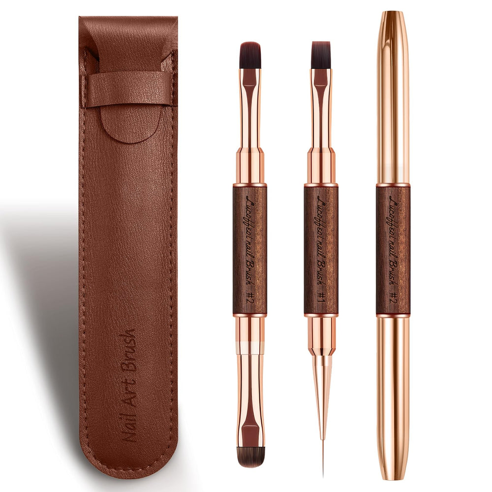 Lucoffeoi front view of two-pack brushes and pouch showing complete kit benefits