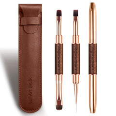 Lucoffeoi front view of two-pack brushes and pouch showing complete kit benefits