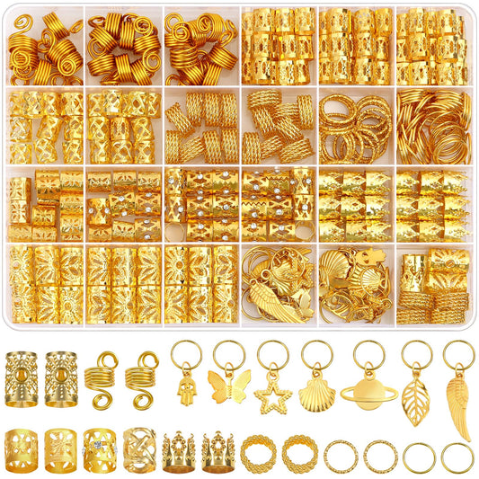 Lucomb front packaging box showing 280-piece hair jewelry set and organization benefit