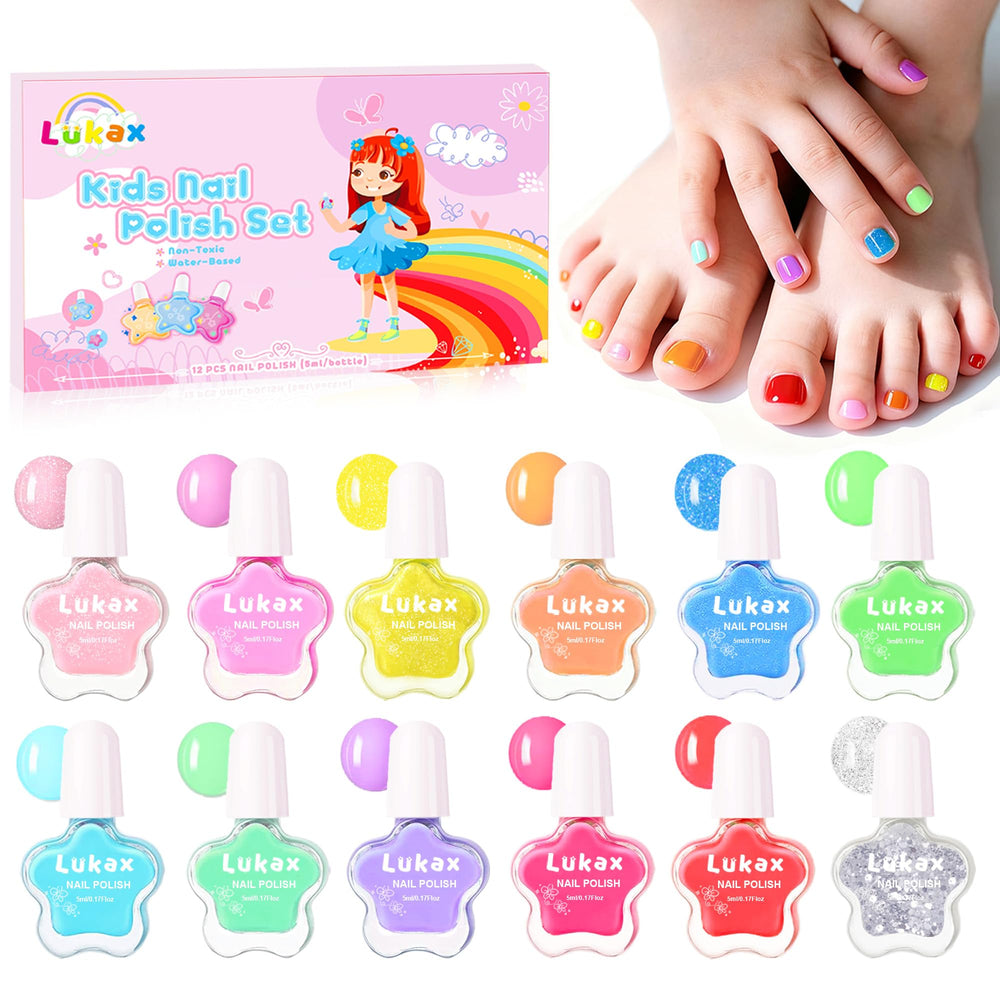 Lukax front packaging showing 12 colorful bottles and kid-friendly design for safe play