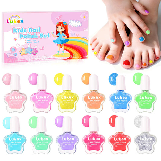 Lukax front packaging showing 12 colorful bottles and kid-friendly design for safe play