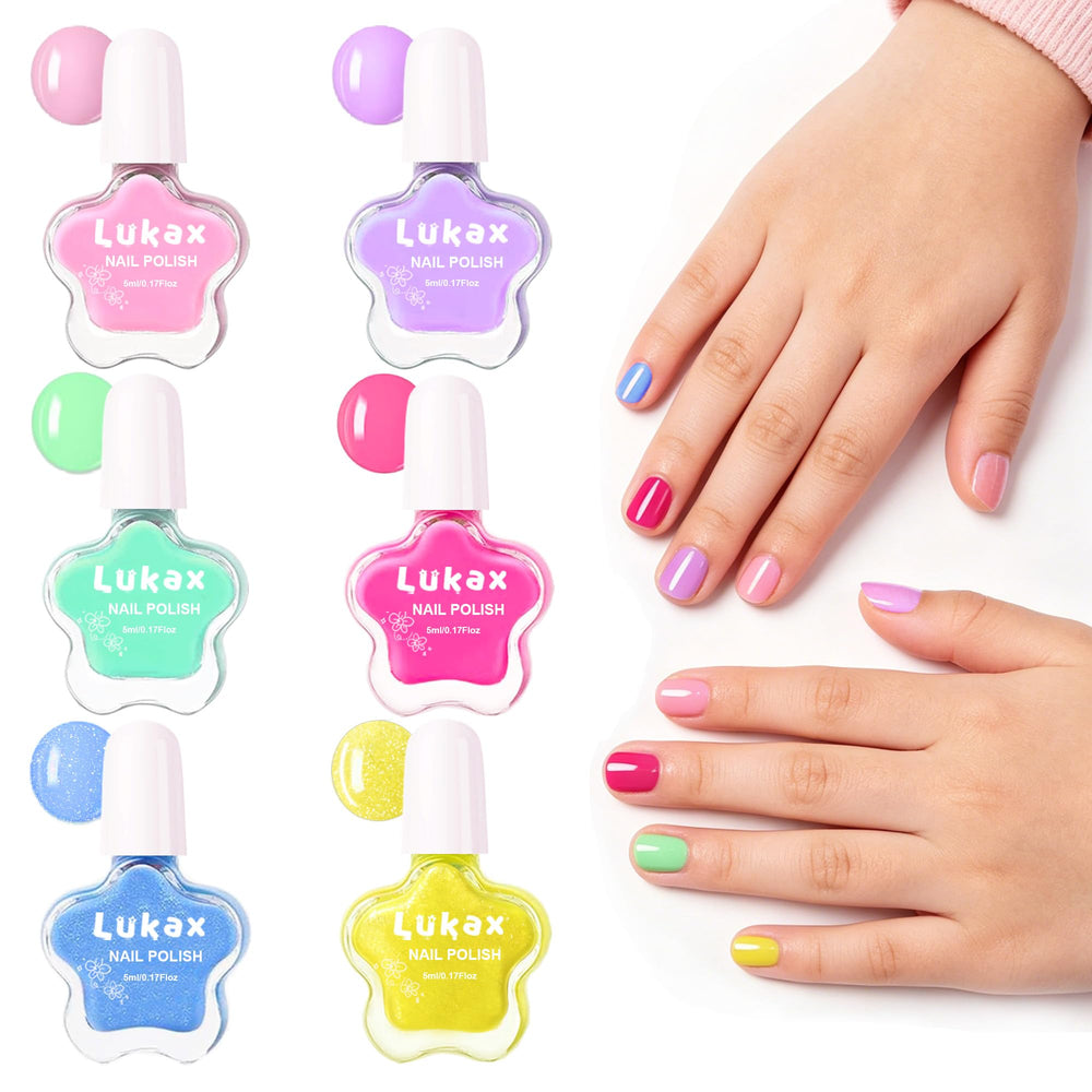Lukax front product display showing six colors and flower bottles for safe play