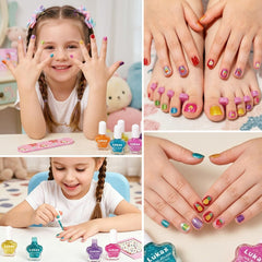 lukax polish applied on child's nails demonstrating glitter finish