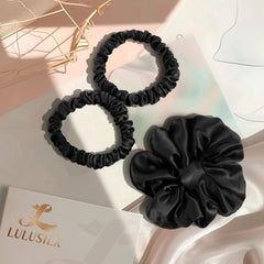 LULUSILK scrunchies presented in gift box showing ready-to-give elegance and thoughtfulness