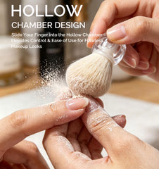 Lumcrissy brush in use by manicurist removing acrylic dust quickly and cleanly
