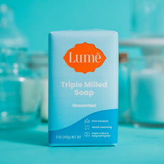 Lume bar staged in bathroom setting conveying fragrance-free daily routine benefit