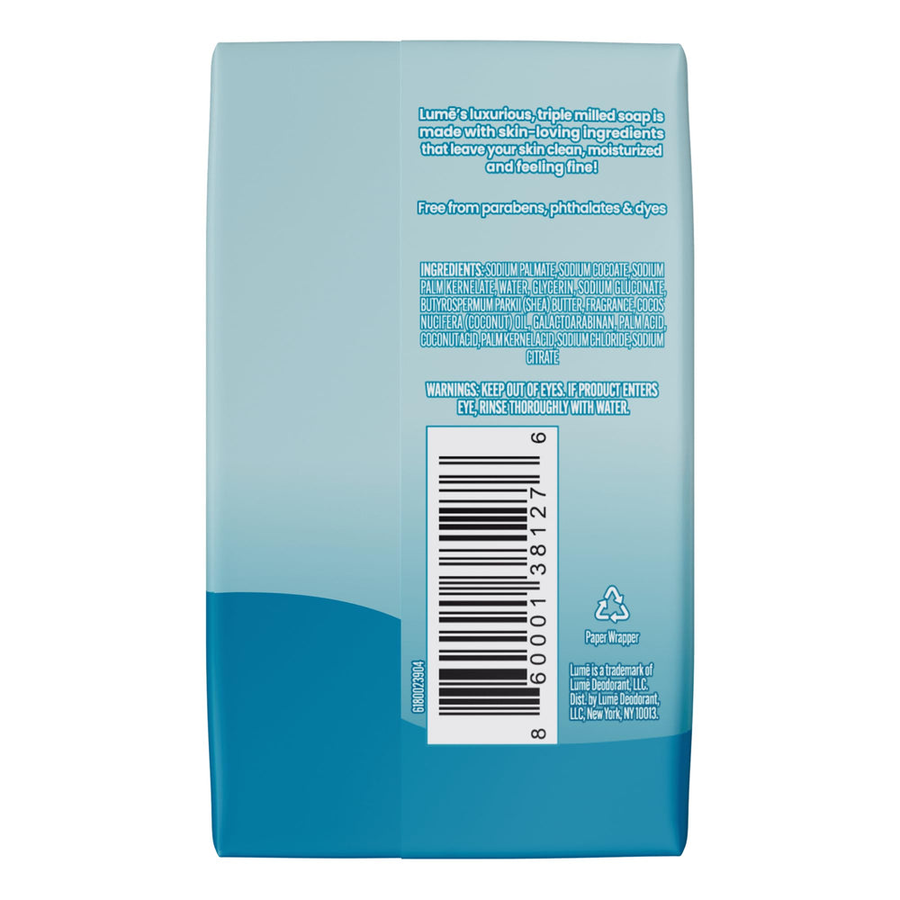 Lume close-up of triple-milled texture showing dense soap and durable finish
