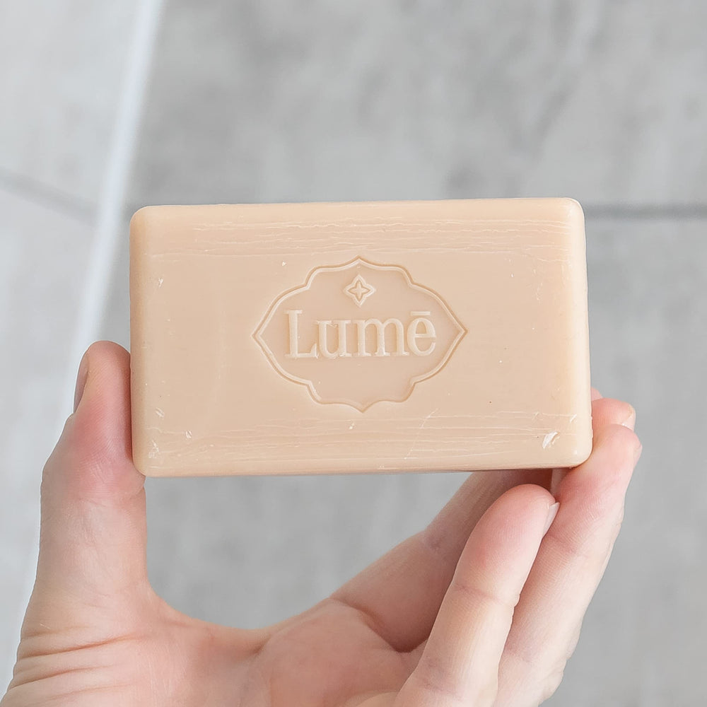 Lume bar staged in bathroom lifestyle scene for daily routine appeal