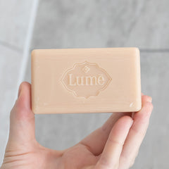 Lume bar staged in bathroom lifestyle scene for daily routine appeal