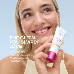 Lumene CC Cream beside common items showing 1 fl oz size and travel-friendly benefit