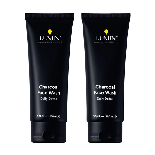 Lumin front packaging showing cleanser tube and branding for easy identification and grooming