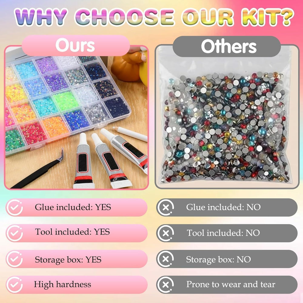 Lumzist rhinestones adhered to fabric demonstrating secure bedazzling on clothing and accessories