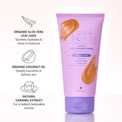 Applying Luna Bronze on forearm for even coverage and natural bronze