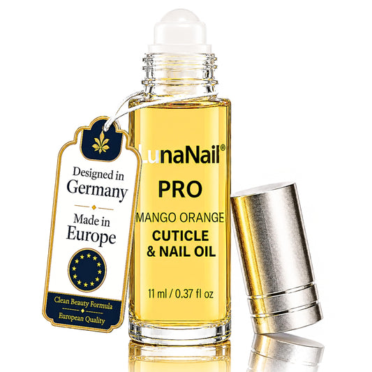 LunaNail roll-on bottle front view showing compact travel-friendly design