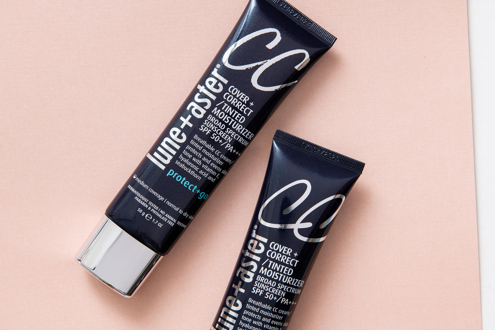 Lune+Aster label close-up revealing SPF 50 and vegan claim