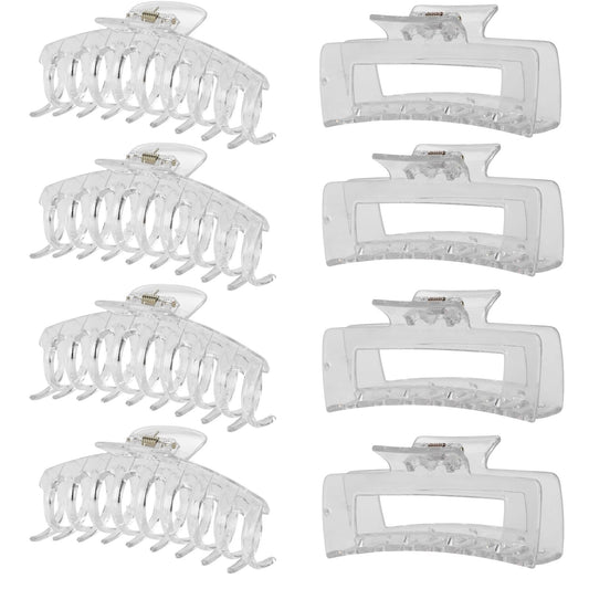 LuSeren front view of eight clear clips, shows neat packaging and variety