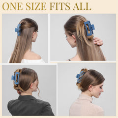 LuSeren light blue clip holding half-up style, secure comfortable daytime look