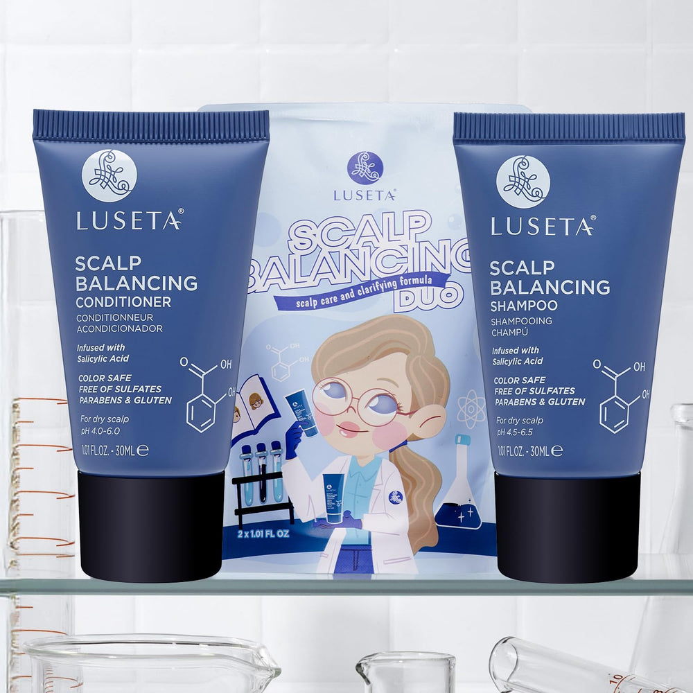 After-wash shiny hair with Luseta implying improved manageability and soft finish